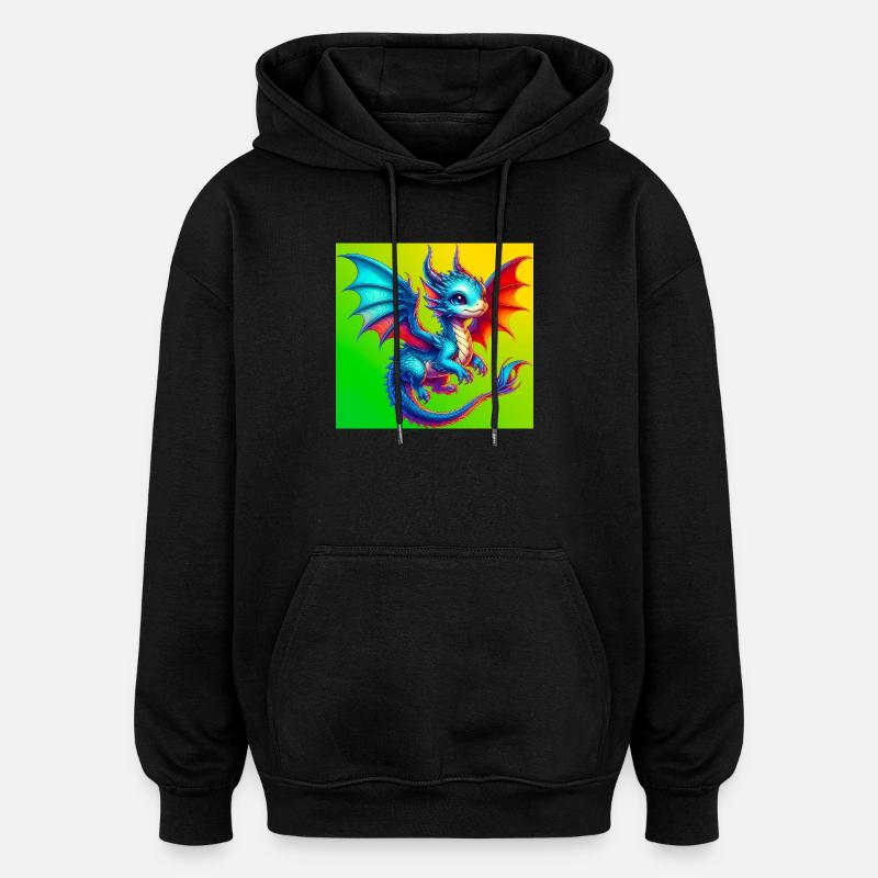 Drache - Oversized Unisex Hoodie - Schwarz