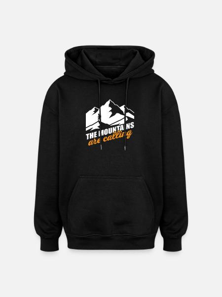 Mountains Calling - Berg Motiv - Oversized Unisex Hoodie - Schwarz
