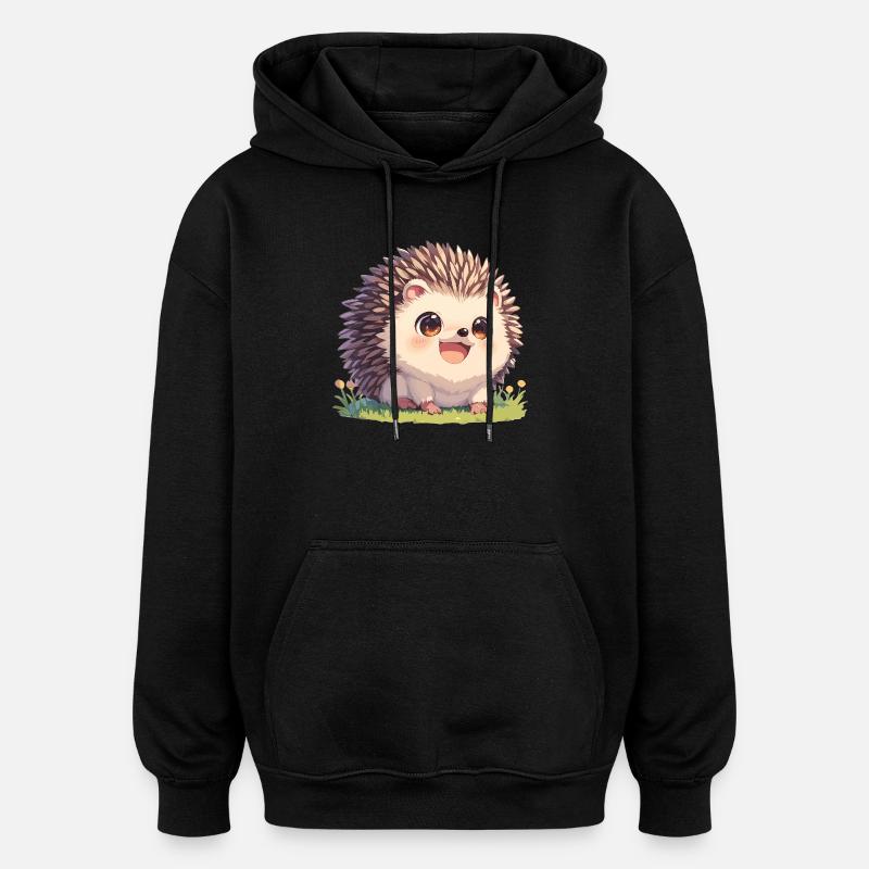 Hérisson - Sweat à capuche oversize unisexe - noir