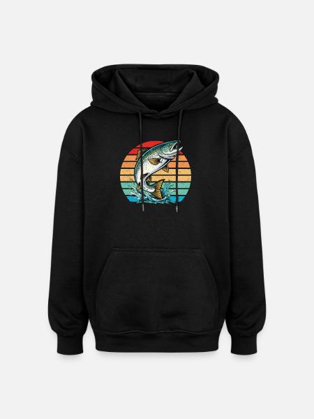 Salmon Fishing Atlantic Salmon Fishing Angler - Oversized Unisex Hoodie - black
