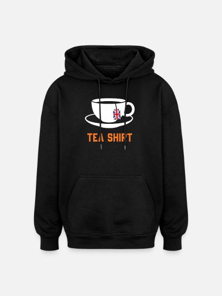 Tea Shirt – Calm Teacup Pun - Oversized Unisex Hoodie - black