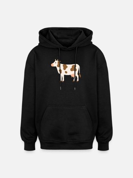 Pastel Cow with Brown Spots - Oversized Unisex Hoodie - black