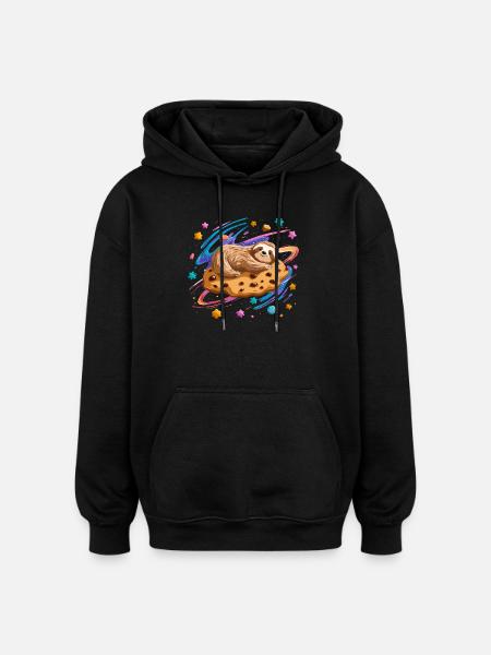 Space Sloth on Cookie - Oversized Unisex Hoodie - black