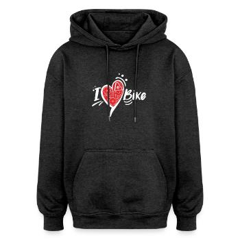 Cœur Vélo Rouge Pièces Métalliques - Sweat à capuche oversize unisexe - charbon - Devant - Noah (186cm)
