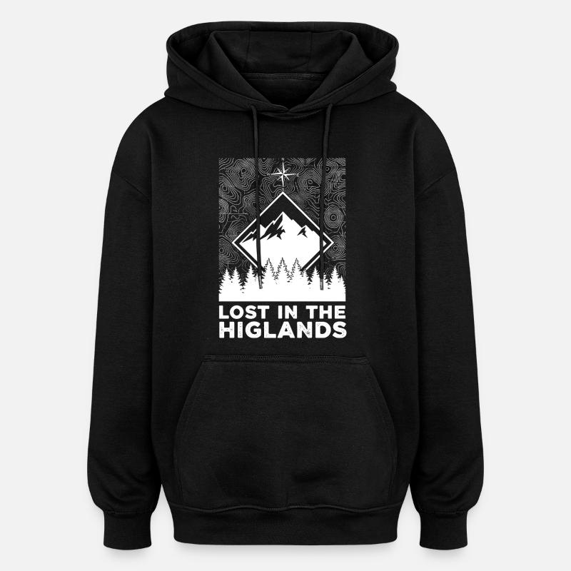 Perdu dans les Highlands - Sweat à capuche oversize unisexe - noir