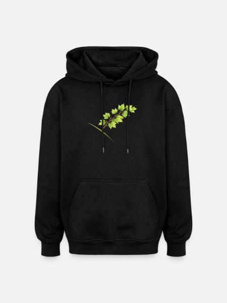 Érable à branche feuille - aquarelle - Sweat à capuche oversize unisexe - noir