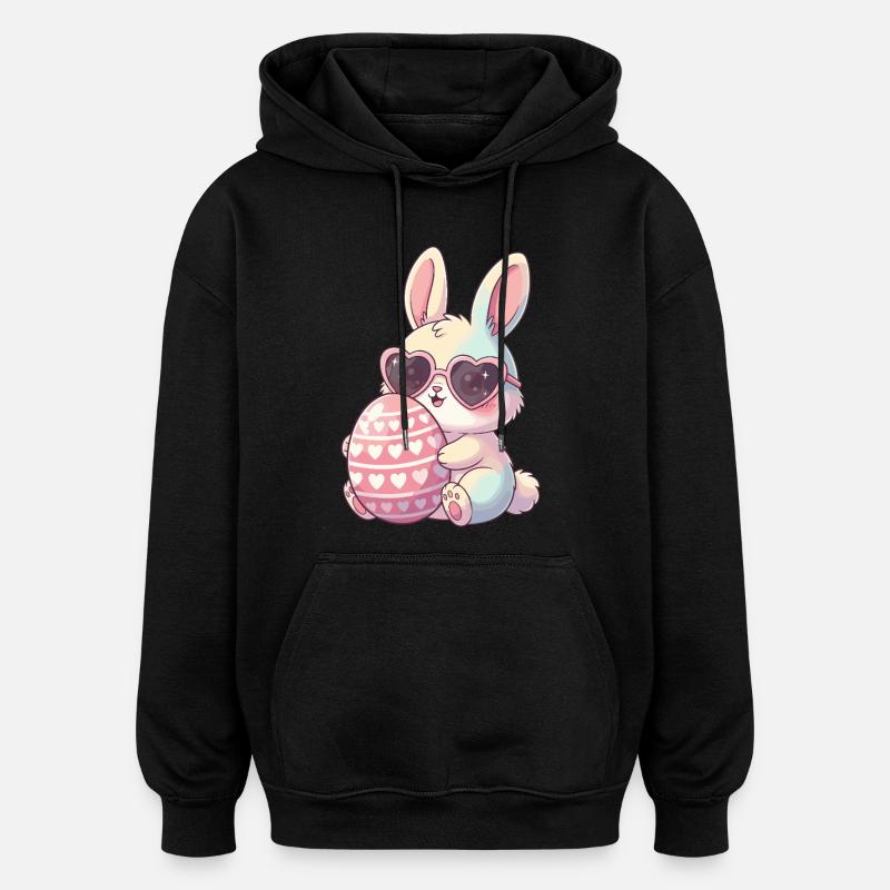 Œuf de Pâques Herzblick Bunny - Sweat à capuche oversize unisexe - noir