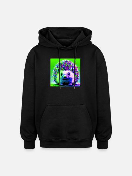 hérisson - Sweat à capuche oversize unisexe - noir