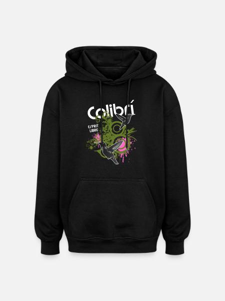 Liberté Colibris Urbains - Sweat à capuche oversize unisexe - noir