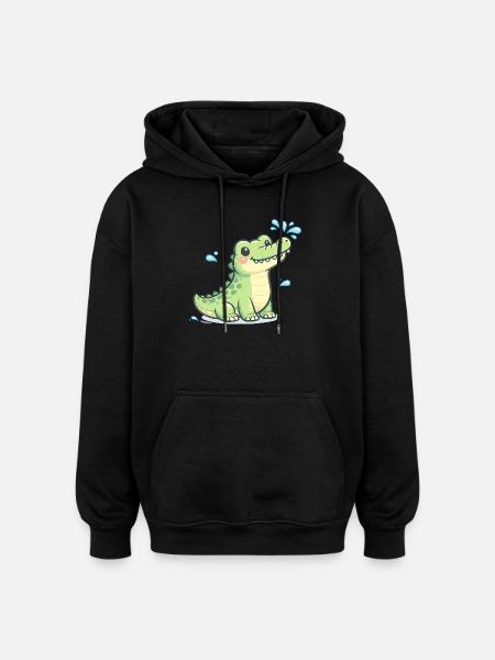 Krokodilchen Wasserspaß - Oversized Unisex Hoodie - Schwarz
