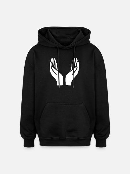 Open Hands Gesture - Oversized Unisex Hoodie - black