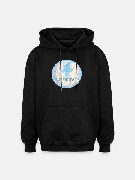 finally vacation airplane finally free clouds - Oversized Unisex Hoodie - black