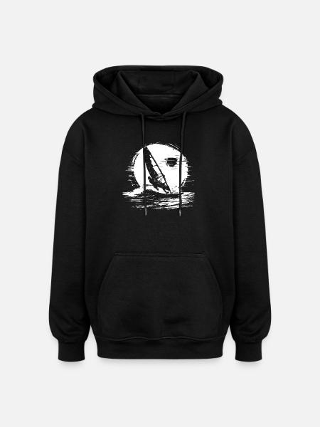 Windsurfing Sketch - Oversized Unisex Hoodie - black