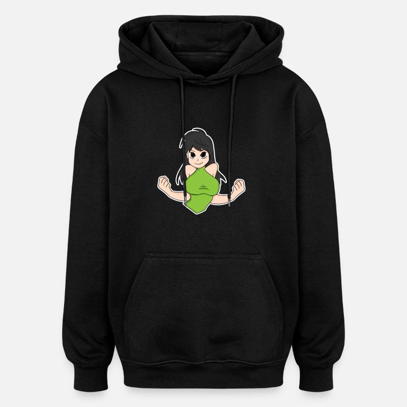 Anime - Sweat à capuche oversize unisexe - noir