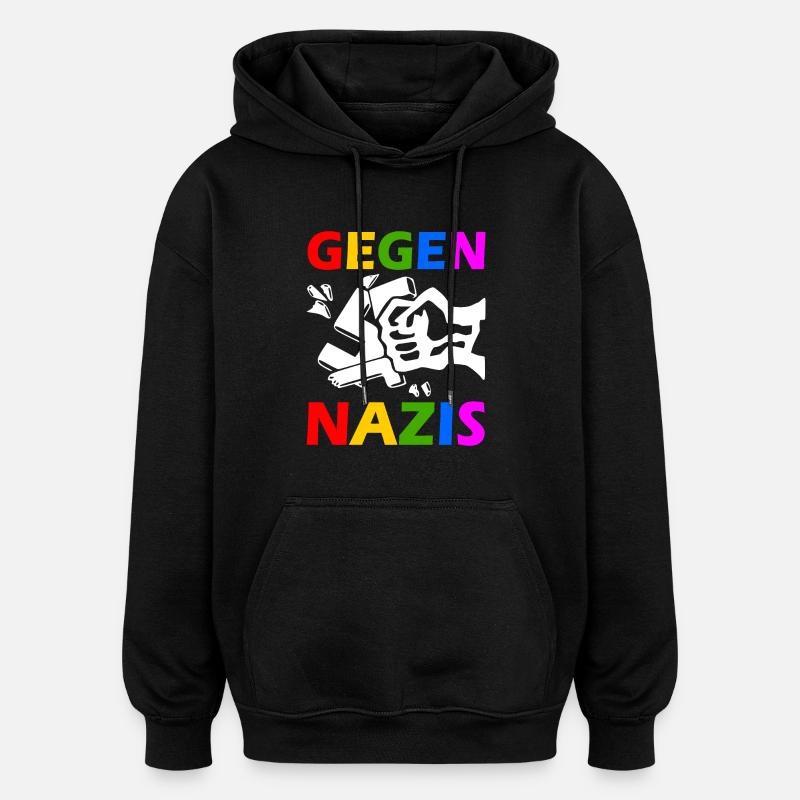 Gegen nazis - Oversized Unisex Hoodie - Schwarz
