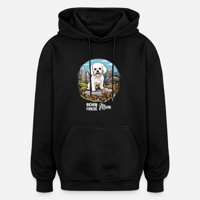 Chien Bichon Friesé - Sweat à capuche oversize unisexe - noir