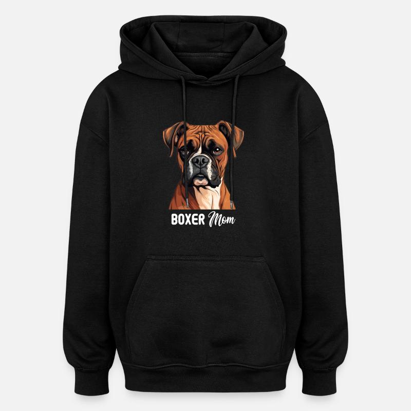 Chien Boxer - Sweat à capuche oversize unisexe - noir