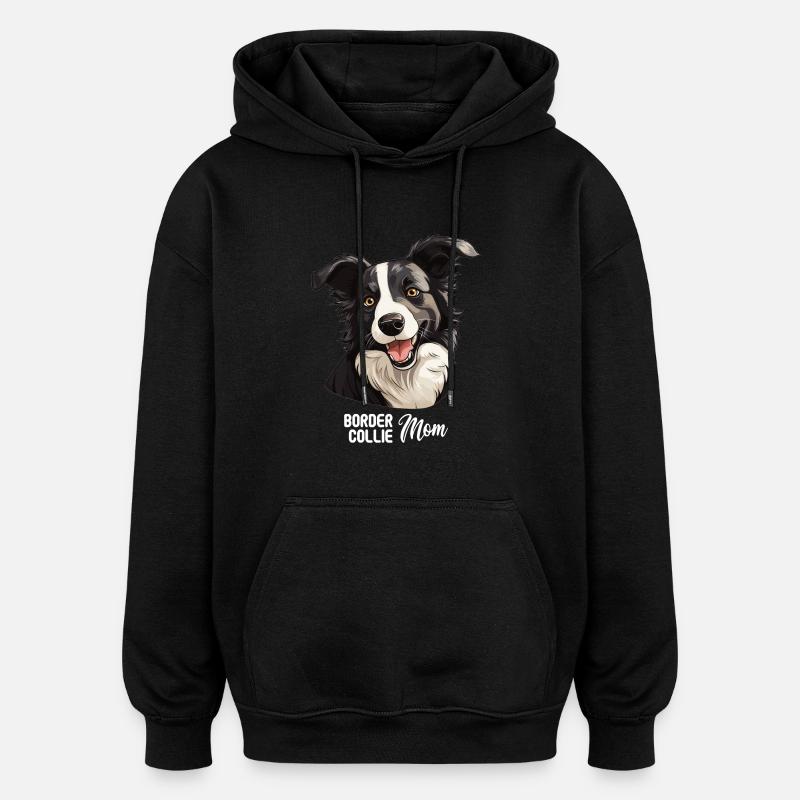 Chien Border Collie - Sweat à capuche oversize unisexe - noir