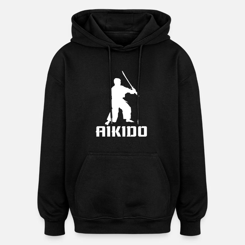 Aïkido - Sweat à capuche oversize unisexe - noir