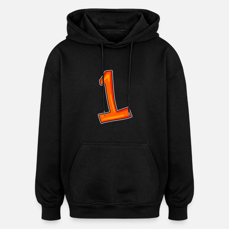 Numéro 1 - Sweat à capuche oversize unisexe - noir