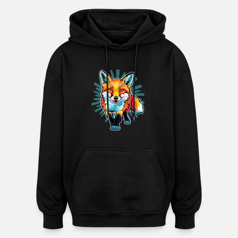 Fuchs - Illustration - Oversized Unisex Hoodie - Schwarz