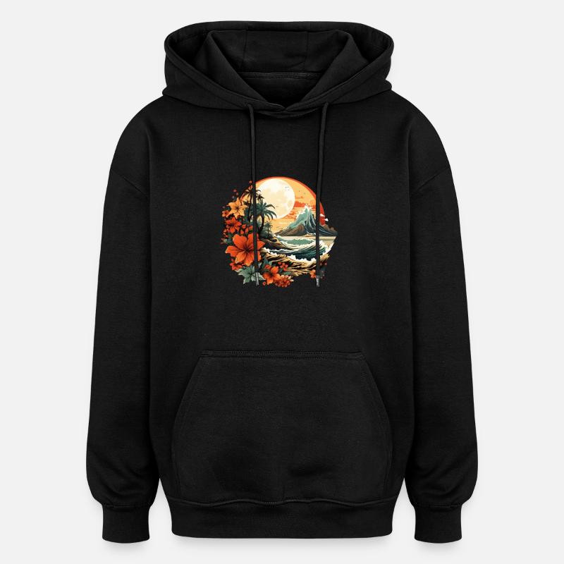 Tropisch - Oversized Unisex Hoodie - Schwarz