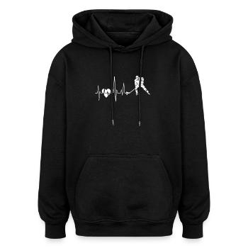 Hockey sur glace Hockey sur glace Heartbeat - Sweat à capuche oversize unisexe - noir - Devant - Noah (186cm)