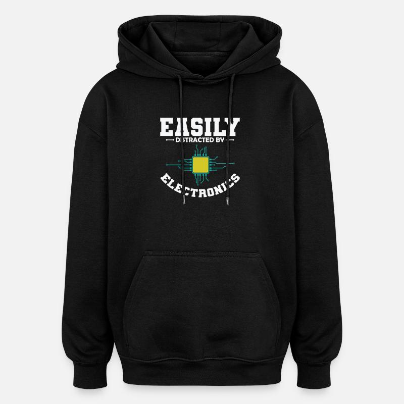 Easily Distracted By Electronics Profession - Oversized Unisex Hoodie - black