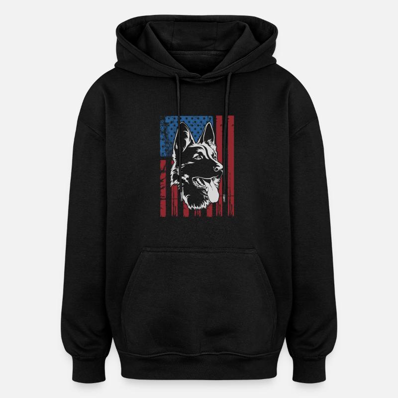 Berger allemand États-Unis - Sweat à capuche oversize unisexe - noir