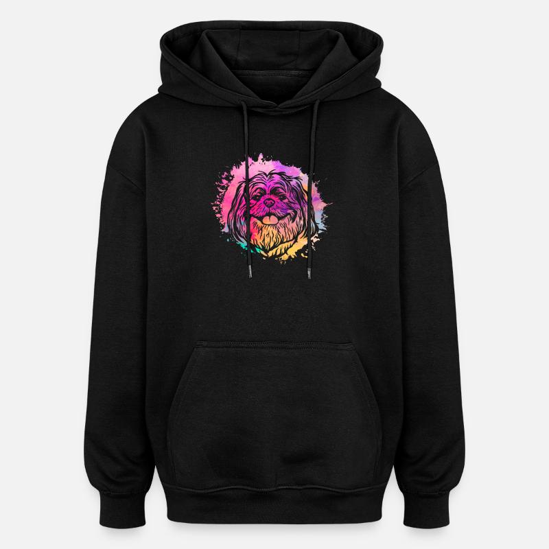 Shih Tzu - Sweat à capuche oversize unisexe - noir