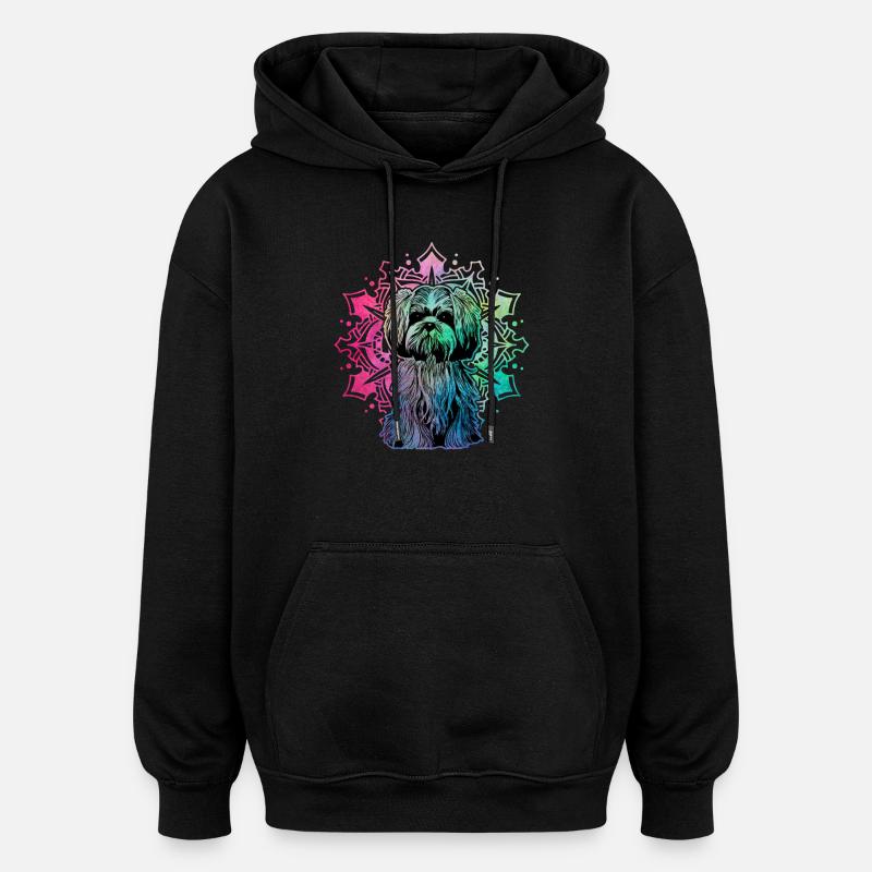 Shih Tzu - Sweat à capuche oversize unisexe - noir