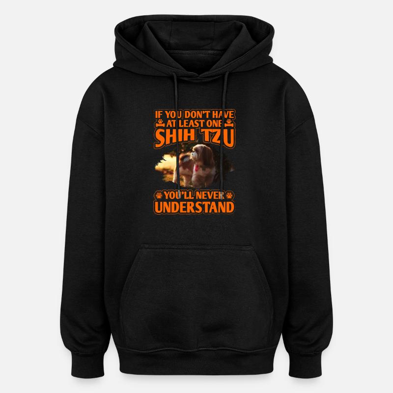Shih Tzu - Sweat à capuche oversize unisexe - noir