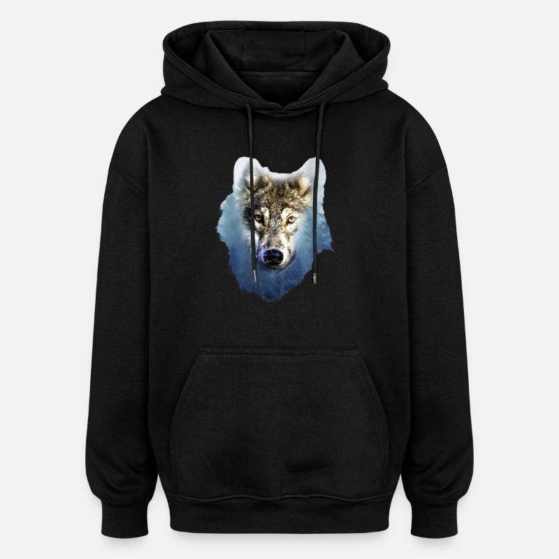 Loup - Sweat à capuche oversize unisexe - noir