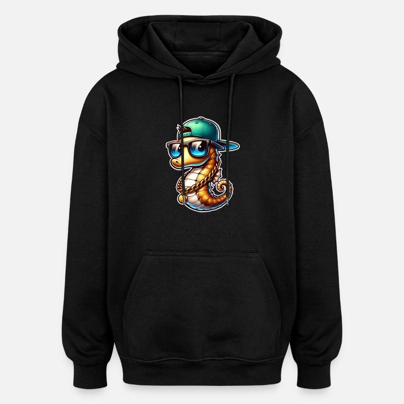 Seepferd Seepferdchen - Oversized Unisex Hoodie - Schwarz