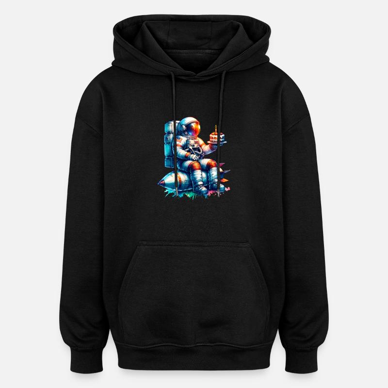 Anniversaire astronaute - Sweat à capuche oversize unisexe - noir