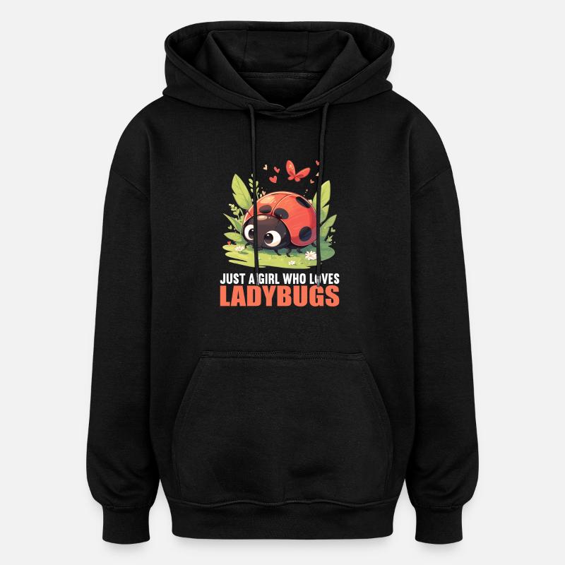 Coccinelle Marienkäfer - Sweat à capuche oversize unisexe - noir
