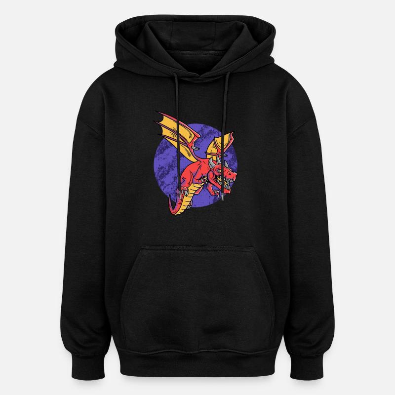 Fantasy RPG Dragons Magic Dungeon - Oversized Unisex Hoodie - black