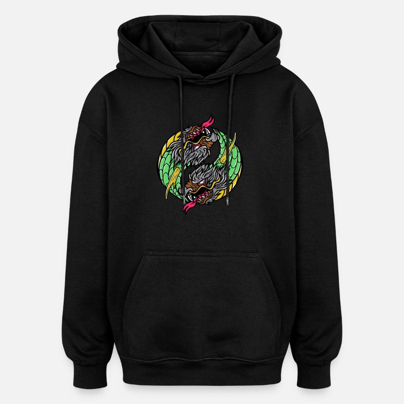 Fantasy RPG Dragons Magic Dungeon - Oversized Unisex Hoodie - black