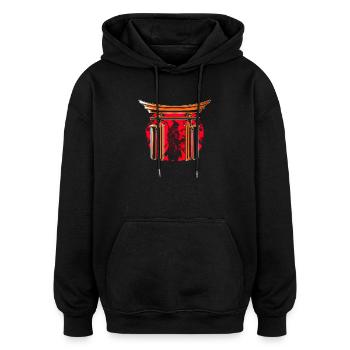 Kanji Japan Katana Sword Ninja Samurai - Oversized Unisex Hoodie - black - Front - Noah (186cm)
