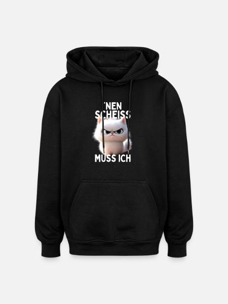 Cat I don't have to give a shit no cats - Oversized Unisex Hoodie - black