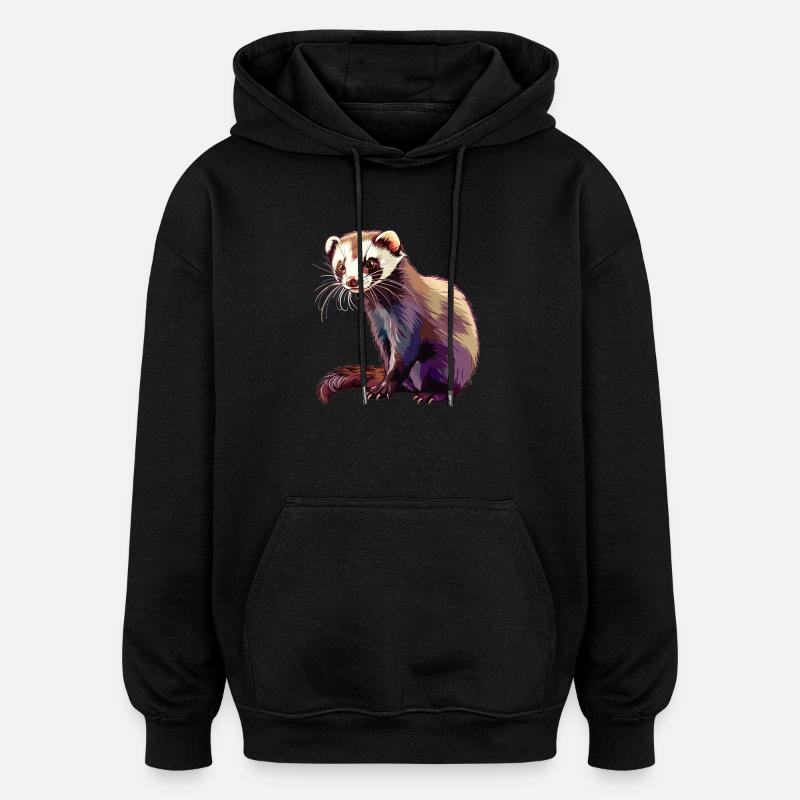 Furet Frettchen - Sweat à capuche oversize unisexe - noir