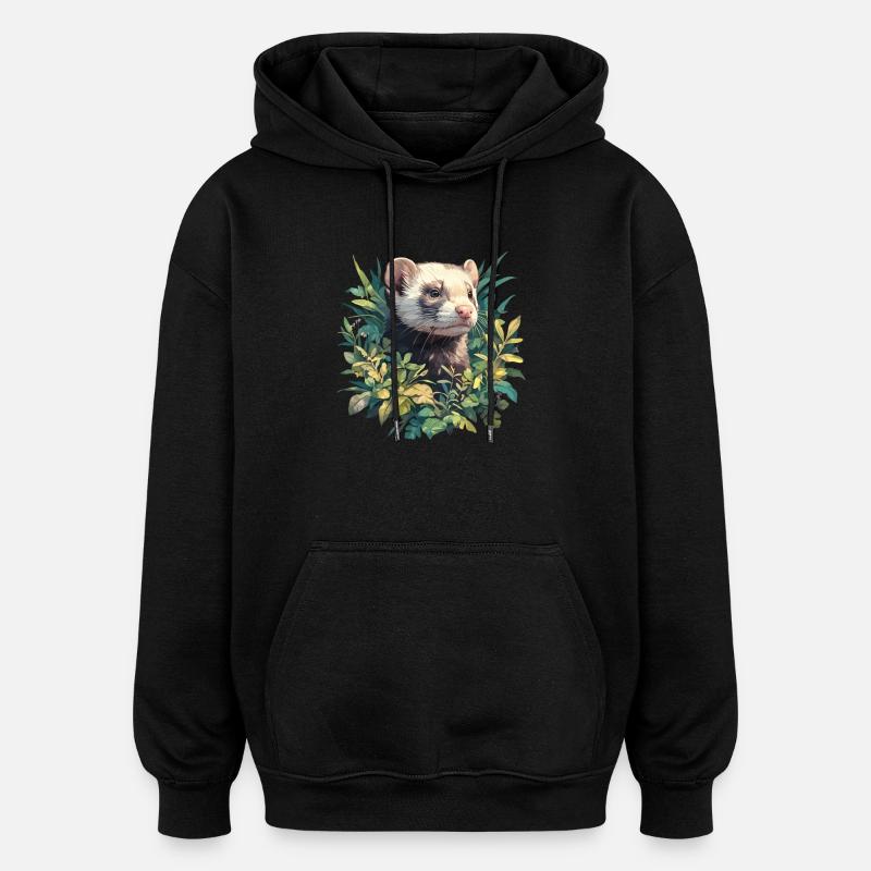 Furet Frettchen - Sweat à capuche oversize unisexe - noir