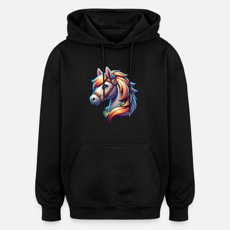 Cheval - Sweat à capuche oversize unisexe - noir