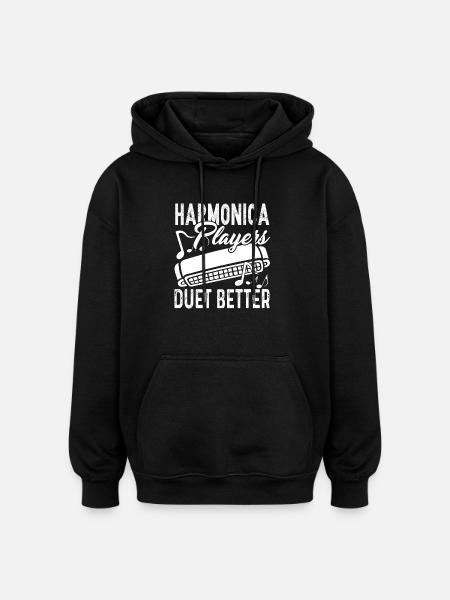 Harmonica Player Duet Better - Oversized Unisex Hoodie - black