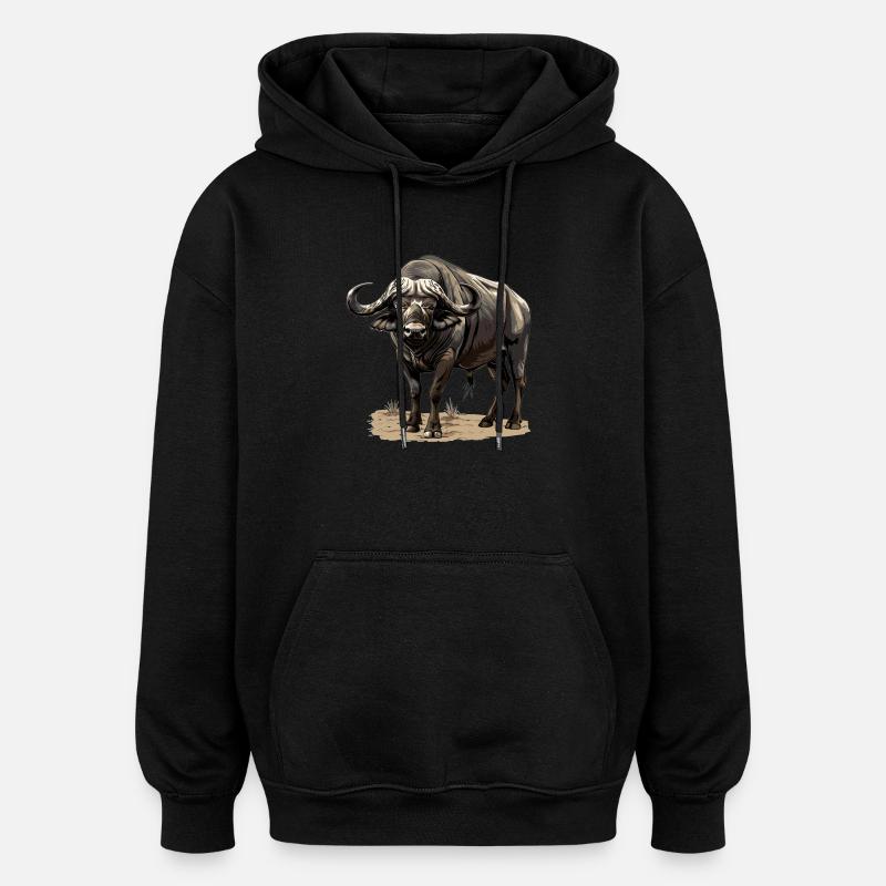 Buffles Buffalo Büffel - Sweat à capuche oversize unisexe - noir