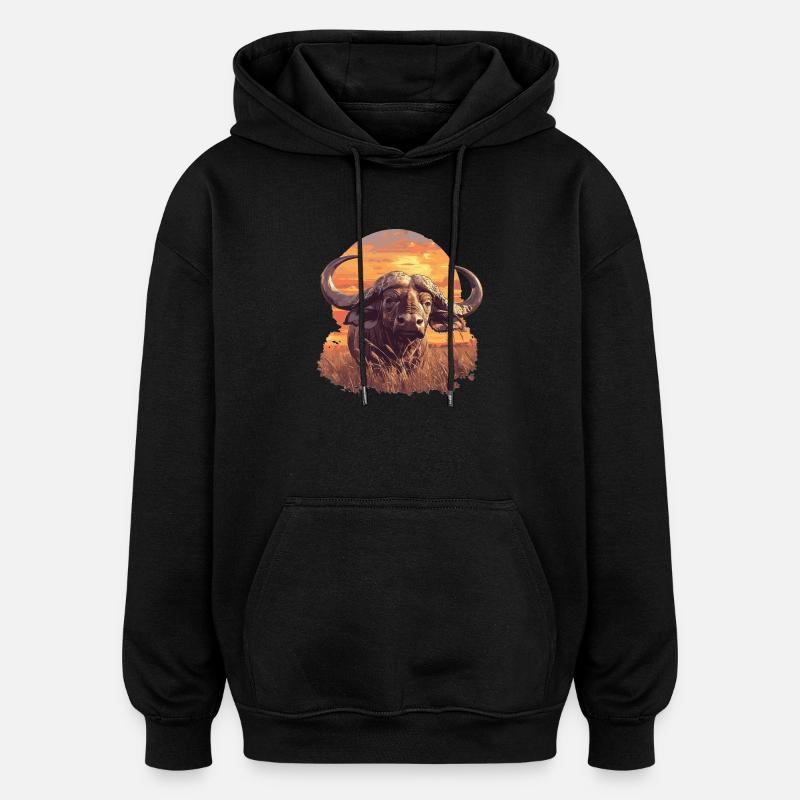 Buffles Buffalo Büffel - Sweat à capuche oversize unisexe - noir