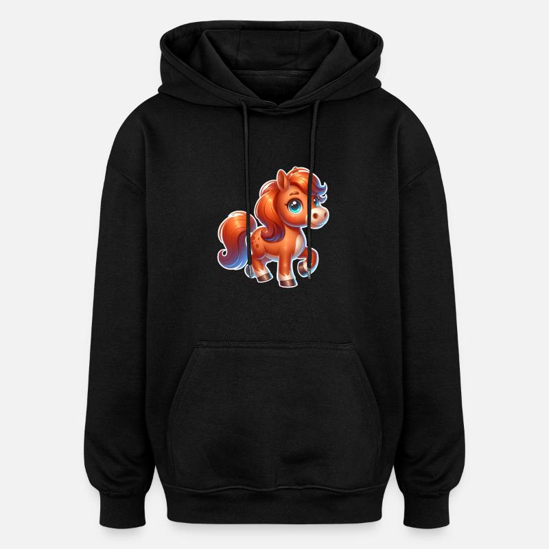 Pferd - Oversized Unisex Hoodie - Schwarz