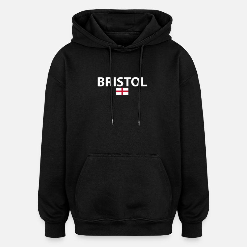 Bristol Angleterre Anglais Drapeau Anglais - Sweat à capuche oversize unisexe - noir