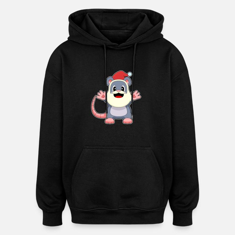 Souris Noël Père Noël - Sweat à capuche oversize unisexe - noir