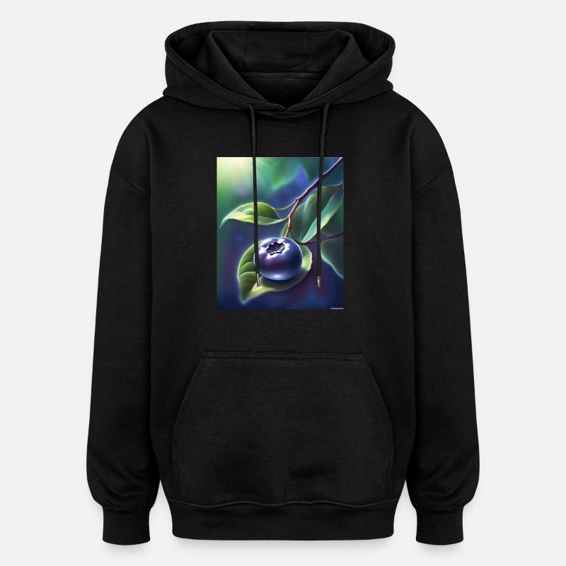 Beautiful blueberry on a leaf - Oversized Unisex Hoodie - black
